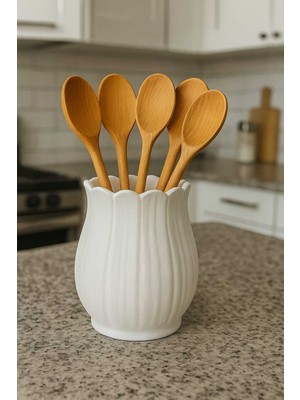 Feyza Design Pratik ve Şık Tezgah Üstü Dik Kaşıklık Düzenleyici, Beyaz Renk