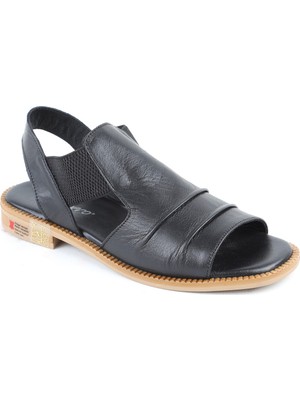 Libero L060.445 Siyah Hakiki Deri Termo Tabanlı Rahat Kadın Sandalet