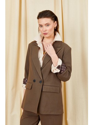 Tena Kadın Açık Kahve Iki Düğmeli Oversize Blazer Ceket