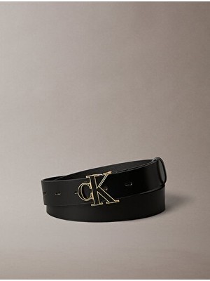 Calvin Klein Kadın Round Ck Buckle 30MM Inlay Kemer
