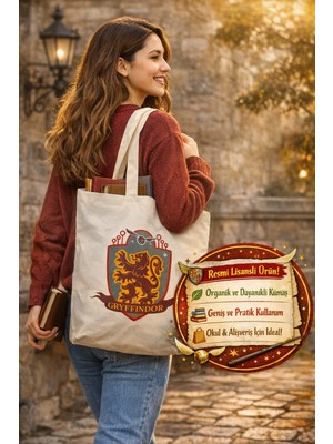 Toyfest Harry Potter Gryffindor Bez Çanta Warner Bros Lisanslı Tote Bag Okul Alışveriş Organik Dayanıklı Eco