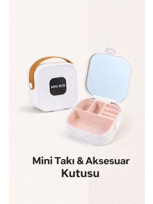 Bak Gel Al Premium Mini Takı Kutusu Aynalı – Seyahat Boy Bölmeli Mücevher Organizer - Beyaz