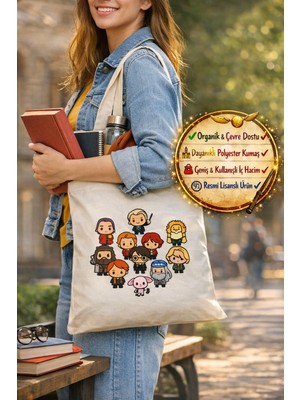 Toyfest Harry Potter Film Figürleri Temalı Lisanslı Organik Bez Çanta | Okul, Günlük & Alışveriş Tote Çanta