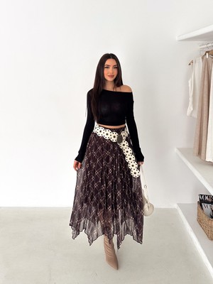 Win Moda Astarlı Şifon Asimetrik Etek – Beli Lastikli Tesettür Uyumlu 2614-ŞİFONETEK-1