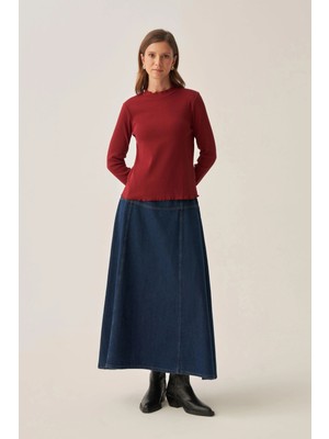 ALLDAY Bordo-Dik Yaka Uzun Kollu Body