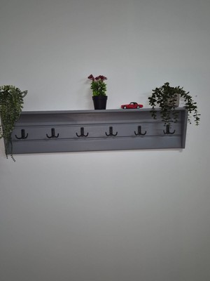 MRM WOOD MARMARASAUNA Dekoratif Gri Ahşap Anahtarlık Duvar Askısı Raflı Organizer Giriş Holü