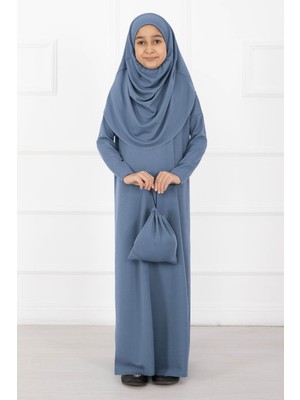 Md Tesettür Çocuk Namaz Elbisesi Bebe Mavisi