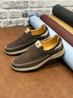 Deri Tarz Hakiki Nubuk Deri Ortopedik Rahat Hafif Yumuşak Ekinci Erkek Ayakkabı