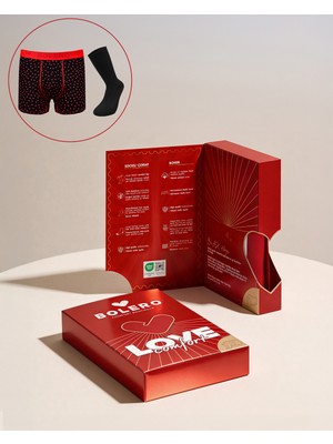Bolero Sevgililer Günü Özel Kutulu Erkek Boxer & Çorap Seti