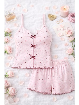 Koza İç Giyim Kadın Kaşkorse Askılı Baby Overlook ve Fiyonk Detaylı Şort Takımı