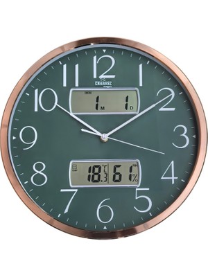 Enarose A523263-2 Zümrüt Yeşili & Hibrit Duvar Saati (37 Cm)