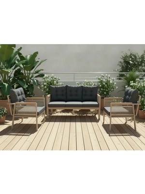 Opal 3+1+1 (Antrasit) Metal Gövde Balkon-Bahçe-Kafe,çay Seti,koltuk Takımı,oturma Grubu,ofis Koltuğu