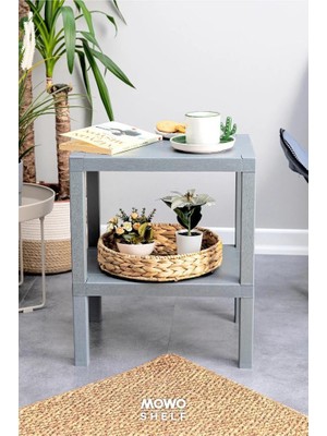 Trend Maison Dekoratif Plastik Çok Amaçlı Banyo Düzenleyici-Saksılık-Kitaplık-Çiçeklik 2 Katlı Gri