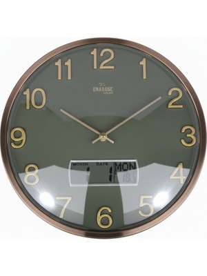 Enarose A551125-1 Duvar Saati - Dijital Takvim ve Termometreli