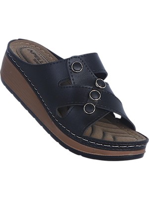 Apella 475-3 Safir Siyah Kadın Düz Terlik