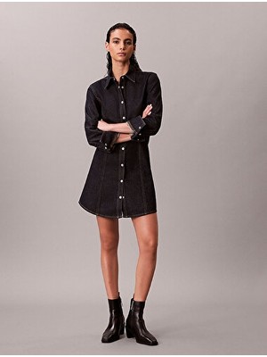 Calvin Klein Kadın Seamed Classic Rinse Elbise