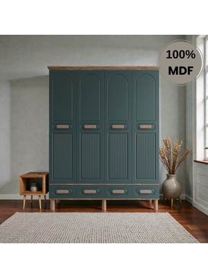 Flances Pera 4 Kapaklı Çekmeceli Mdf Gardırop