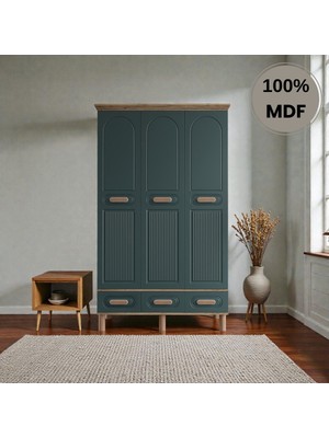Flances Pera 3 Kapaklı Çekmeceli Mdf Gardırop