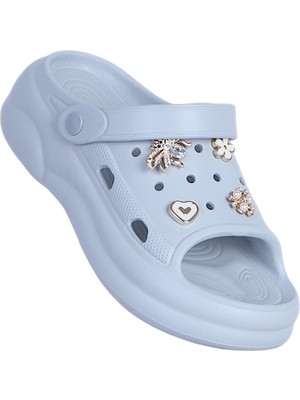 Apella E800-20 Kontes Gri Eva Kadın Taşlı Günlük Terlik