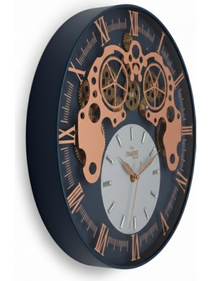 Enarose A552258 Hareketli Çarklı ve Lacivert Kasalı Duvar Saati (40 Cm)