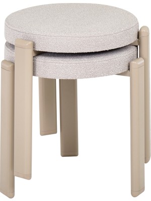 Vilinze Teras Vizon Metal Ayak Teddy Kumaş Istiflenebilir Mutfak-Balkon Taburesi