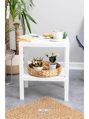 Trend Maison Dekoratif Plastik Çok Amaçlı Banyo Düzenleyici-Saksılık-Kitaplık-Çiçeklik 2 Katlı Beyaz