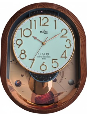 Enarose A5762280 Sarkaçlı ve 3D Kabartma Rakamlı Duvar Saati (47X36 Cm)