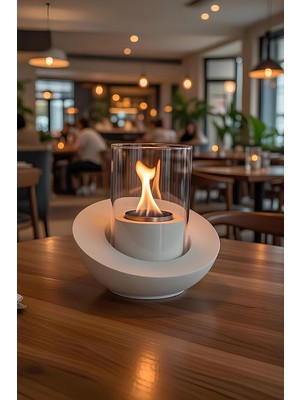 Özgürce Şık Beton Masaüstü Ateş Çukuru, Bacasız ve Kokusuz Bioetanol Şömine