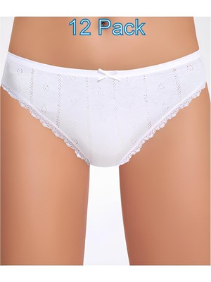 İlke Ilke 12'li TRANSFERLI,JAKARLI,%100 Pamuk,esnek,yumuşak,dantelli,bikini,slip-Külot