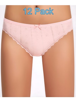 İlke Ilke 12'li TRANSFERLI,JAKARLI,%100 Pamuk,esnek,yumuşak,dantelli,bikini,slip-Külot