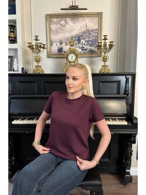 Cemo Kadın Bisiklet Yaka Basic T-Shirt