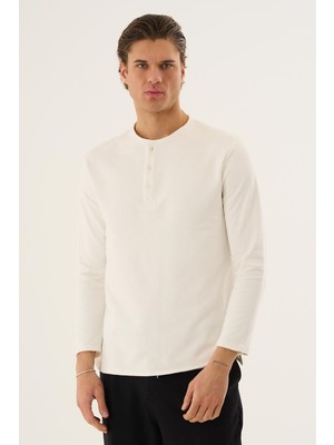  Düğmeli Yaka Uzun Kollu Sweatshirt