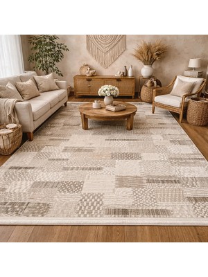 Hoom Rugs Marsilya HL431 Cream Brown Modern Salon Halısı