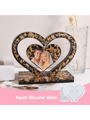 Feyza Design Silikon Epoksi Reçine Kalp Fotoğraf Çerçevesi Kalıbı, Yaratıcı El Sanatları