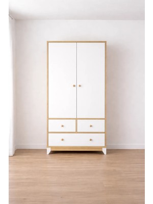 Koza %100 Mdf Bonnie Ahşap Beyaz 2 Kapılı Bebek&çocuk Gardırop