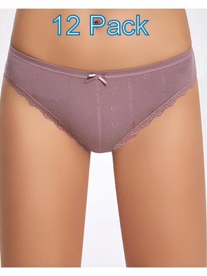 İlke Ilke 12'li TRANSFERLI,JAKARLI,%100 Pamuk,esnek,yumuşak,dantelli,bikini,slip-Külot
