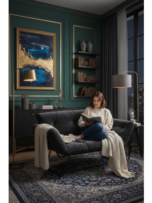 AVYNA Dubai Glam Katlanır Yataklı Ikili Kanepe – Mekanizmalı Çekyat Koltuk, Ergonomik ve Şık Tasarım - Füme