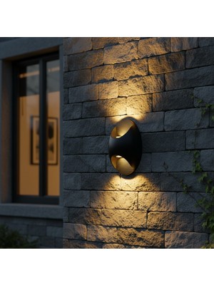 Modern Armatür Siyah Dış Mekan Duvar Apliği 6W Alüminyum Kasa IP65 Su Geçirmez Bahçe Lambası