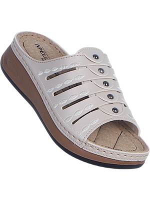 Apella 463-3 Sırma Bej Kadın Düz Terlik