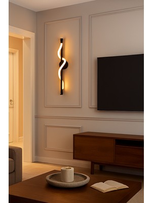 Dekoratif Modern Duvar Aplik Tekli Otel Salon Yatak Odası 60CM Siyah Kasa Günışığı 1 Adet