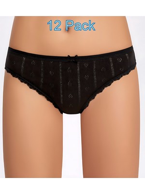 İlke Ilke 12'li TRANSFERLI,JAKARLI,%100 Pamuk,esnek,yumuşak,dantelli,bikini,slip-Külot