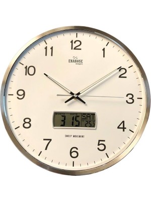 Enarose A523248-1 Duvar Saati – 36 cm Fosforlu ve Bombe Cam