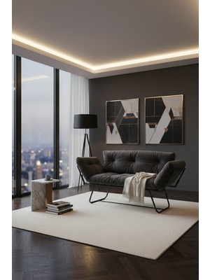 AVYNA Neo-Klasik Lüks Katlanır Yataklı Ikili Kanepe – Mekanizmalı Çekyat Koltuk, Ergonomik ve Şık Tasarım, Füme