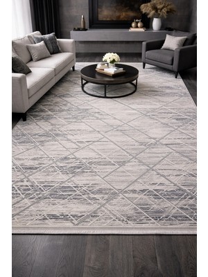 Hoom Rugs Marsilya DV306 Grey Navy Modern Salon Halısı