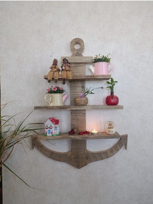 Ay Akdeniz Dekoratif Çapa Görünümlü Raf DUVAR SÜSÜ