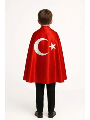 Kinderos Türk Bayraklı Çocuk Pelerin Kostüm - 26M 0375