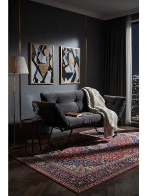 AVYNA Palace Luxury Edition Katlanır Yataklı Ikili Kanepe – Mekanizmalı Çekyat Koltuk, Füme - 60X150CM