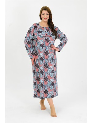 Celira Kadın Büyük Beden Uzun Kol Somon Anne Gecelik