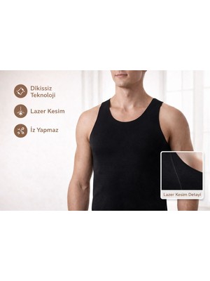 Qulat Berrak Erkek Lazer Kesim Görünmez Dikişsiz Atlet %85 Pamuk %15 Elastan – Slim Fit Iz Yapmaz
