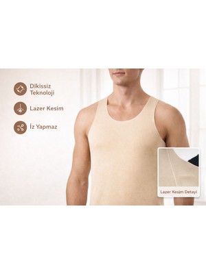 Qulat Berrak Erkek Lazer Kesim Görünmez Dikişsiz Atlet %85 Pamuk %15 Elastan – Slim Fit Iz Yapmaz